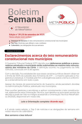 Imagem da notícia BOLETIM SEMANAL Nº 39 - 01 DE SETEMBRO DE 2025